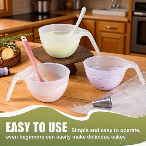 item picture 4pcs plastic mixing bowls with handles multi purpose baking tools for cream flour and more durable easy to for kitchen and dining use durable plastic