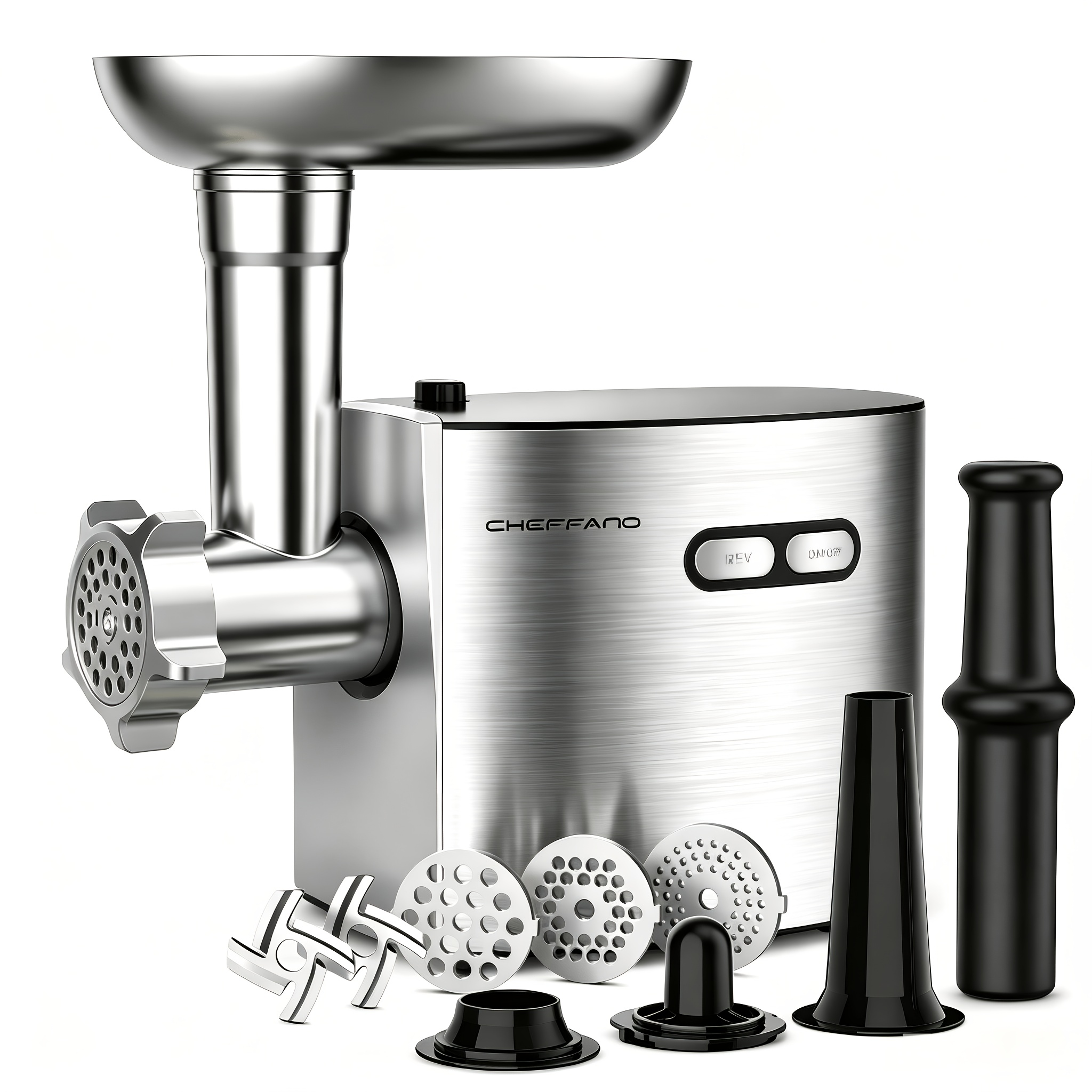 Electric Meat Grinder & Sausage Stuffer Maker, Stainless Steel Meat Mincer With 3 Grinding Plates, 2 , Sausage Tube & Kit For Home Kitchen Use