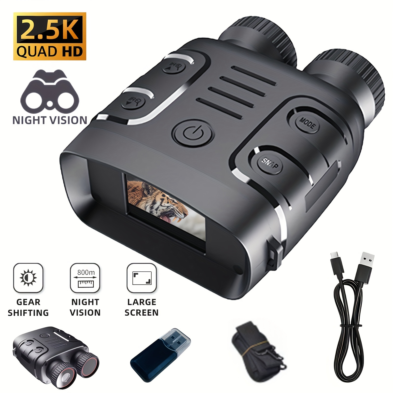 

1080p Infrared Night- Device 5x Day Night Use Photo Video Digital For Hunting Boating, Battery Powered