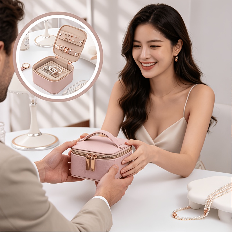 Customizable Solid-color Handheld Jewelry Storage Case