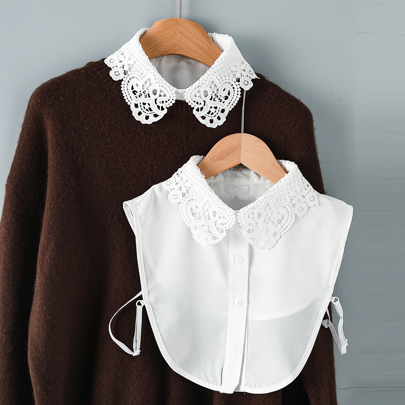 TEMU Women's Elegant Fashion Faux Collar Lace Crochet And Half-shirt Design Detachable Collar Suitable For Autumn Winter Clothing Multi-functional