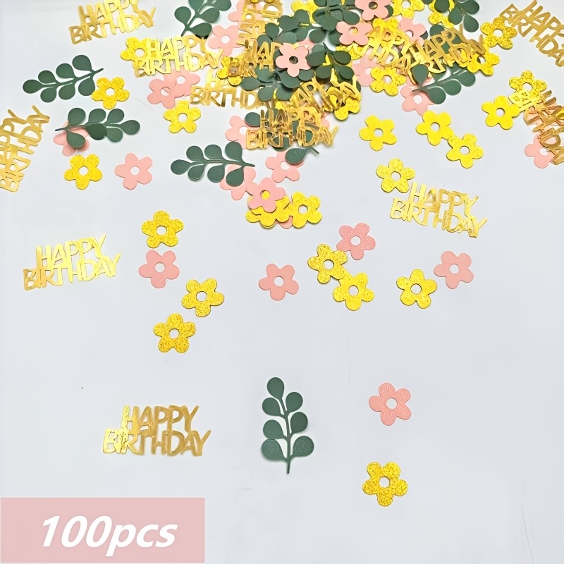 Image of 100pcs Happy Birthday Confetti Set, Suitable For Birthday Party Scene Setup, Table Decoration, Confetti, Fresh And Simple Table Decoration Confetti For Photos