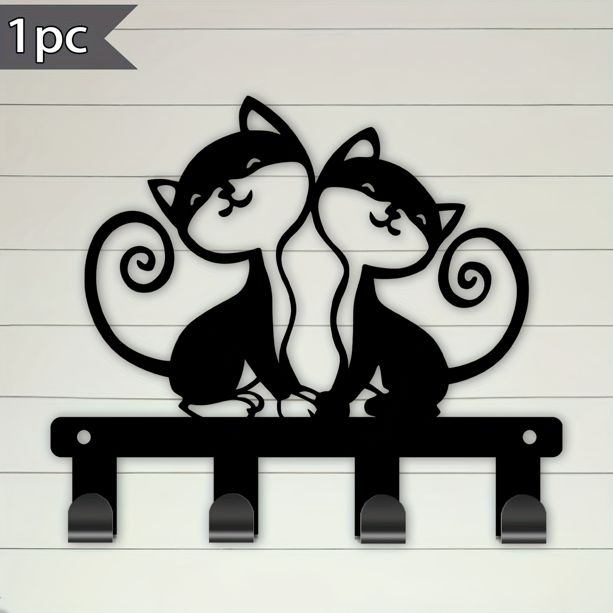 TEMU 1pc Intimate Kitten Metal Keychain, 2 Styles Optional, Home Wall Mounted Key Hook, Purse Hook, Accessories Rack, Key Hook With 4 Hooks For Home