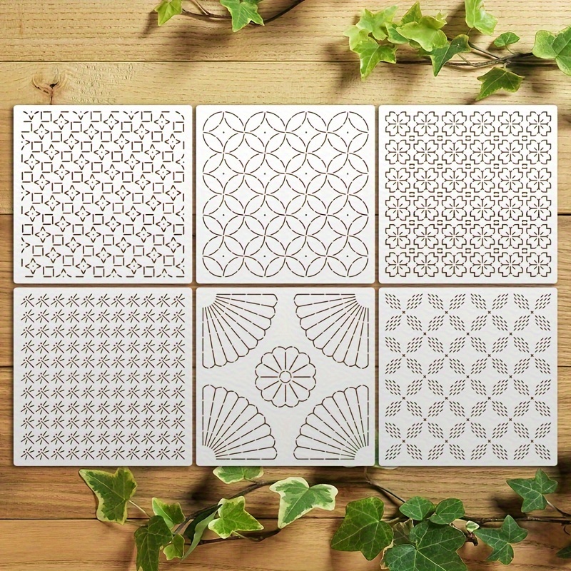 

Reusable Stencils, Set Of 6, 9-inch Pet Embroidery Templates, Quilting Stitch Patterns For Home Decor, Fabric, Stitch, Coasters, Craft Projects, Diy Decoration - Creamy White