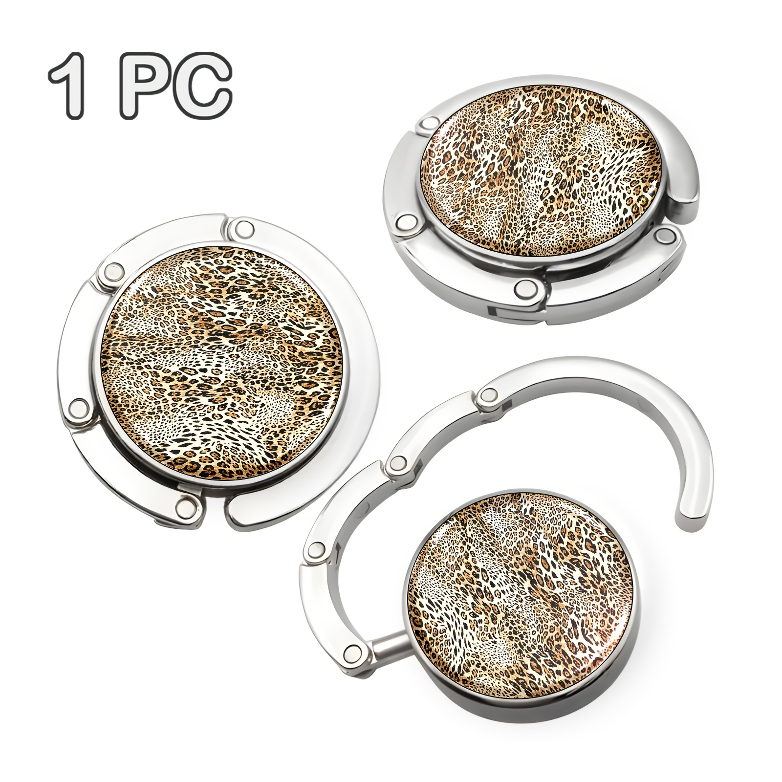 TEMU Swirl Leopard Print Pattern Portable Hook, Foldable Handbag Storage Hook, Mature Style, With Unique Gift, Suitable For Travel And Home Use,