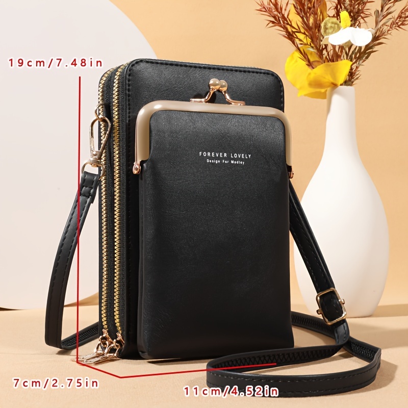 

Modern And Elegant Handbag With Safe Kiss Lock, Slim And - A Perfect Crossbody Bag For Women To Use , Can Hold Mobile Phone, Large Cash Cards, Small Cosmetics