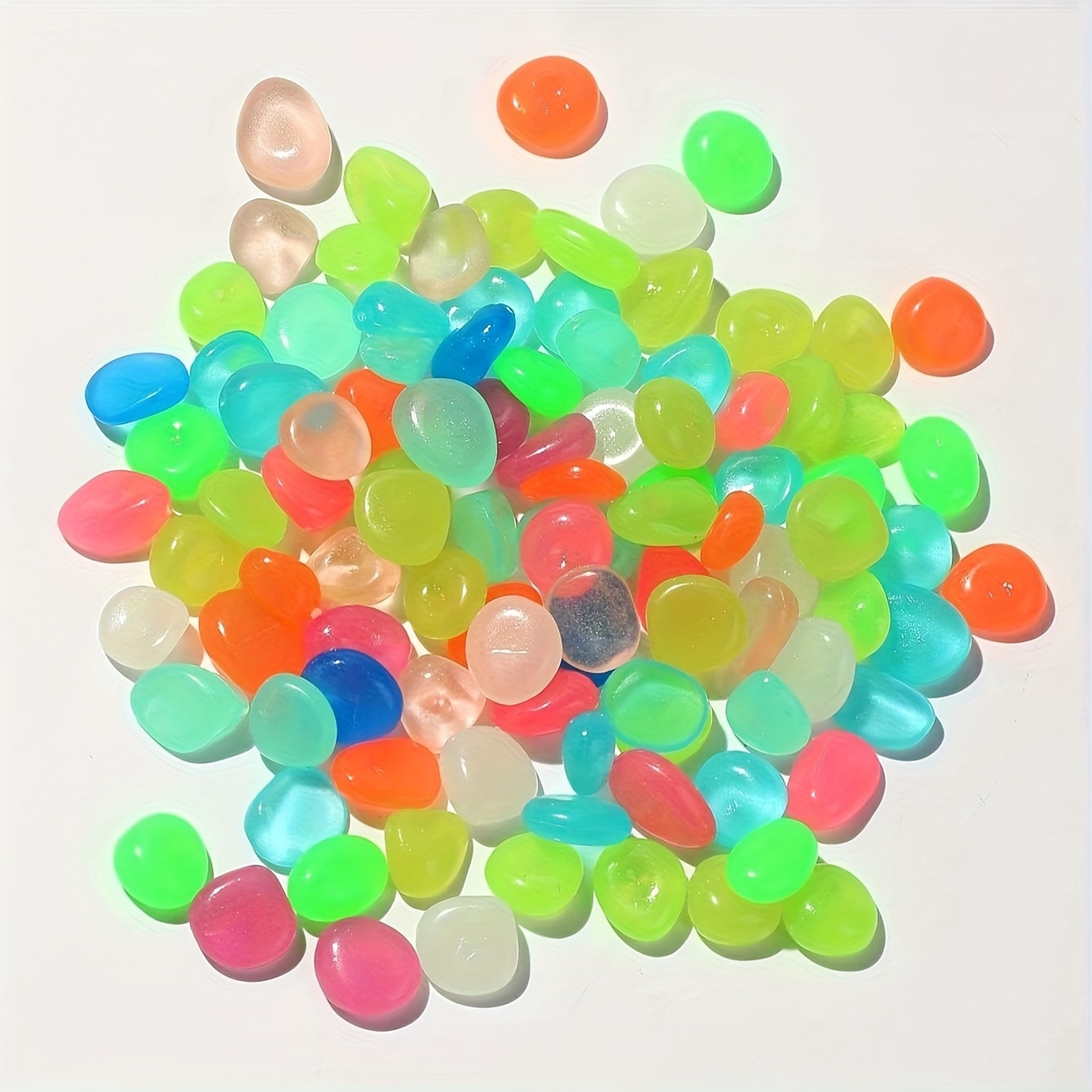 Image of 100pcs Resin Luminous Stone, Garden Decor, Aquarium Artificial Luminous Stone, Bonsai Decorative Stone, Outdoor Decor Lawn Patio Porch Decor