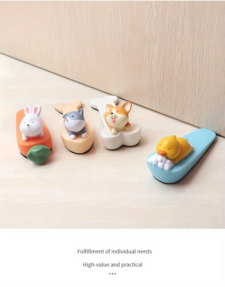 1pc Cartoon Animal PVC Door Stop, Lead-Free Cute Doorstopper for Protection, Anti-Collision Mute Design for Home Office Use - Assorted Characters (White Rabbit, Yellow Duck, Grey Cat, Dark Brown Bear), Suitable for Ages 14+ details 4