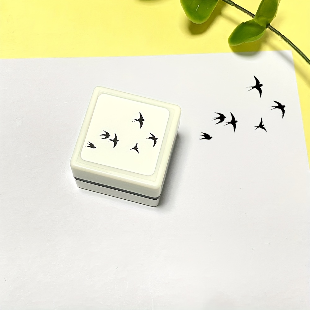 TEMU ビンテージ鳥スタンプ - バレットジャーナリング対応 白黒飛ぶ鳥スタンプ（コウモリ、カラス、鳩、スズメ、カササギ）の葉付き - 、プランナー、ド用スタンプセット - スタンプへの理想的なギフト