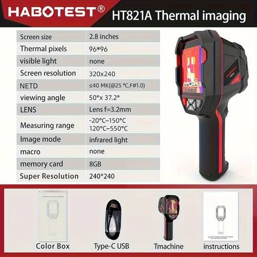 ht821a handheld thermal imaging camera thermal imaging camera dual optical fusion for home hvac electrical plumbing leak detection and mechanical maintenance