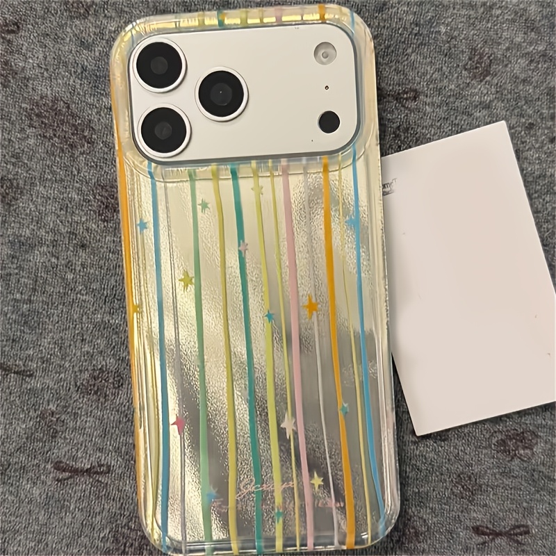 TEMU Phone Case: 1 Gradient Texture Print Full-coverage Drop-proof Protective Soft Case, Suitable For Iphone 17/16/12/13/14/15 Plus Pro Max/plus And