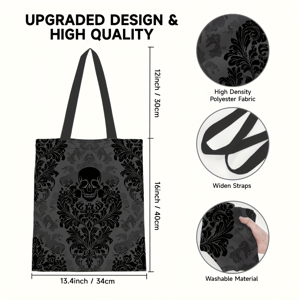 TEMU 1pezzo Borsa Tote in Tela con - con Complesso Motivo , Spaziosa e in Poliestere, per , i Viaggi, il Shopping e l'Uso | Grande Capacit�, Forte,