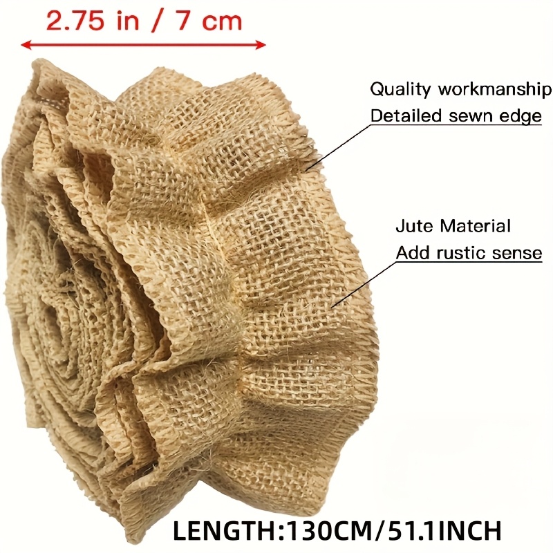 Image of 130cm Burlap Ribbon Garland, Christmas Tree Ribbon Garland, Rustic Farmhouse Country Decorations, Neutral Natural Jute Burlap Fabric, Vintage Home Decor, Wedding Crafts, Bulletin Board Trim