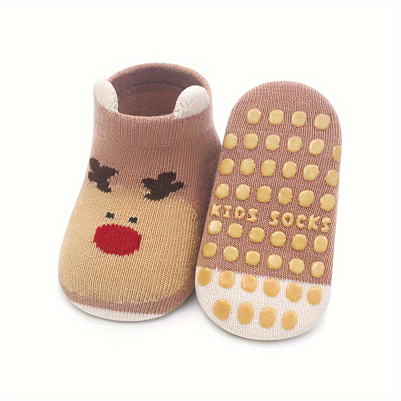 1 Pair Baby Socks with Cute Cartoon Animal Designs - Non-Slip, Breathable & Comfortable Infant Socks for 0-3 Years, Soft Fabric, All-Season Wear, Hand Wash Only, Baby Socks, Infant Footwear, Playful Sock Patterns, Durable Sock Material