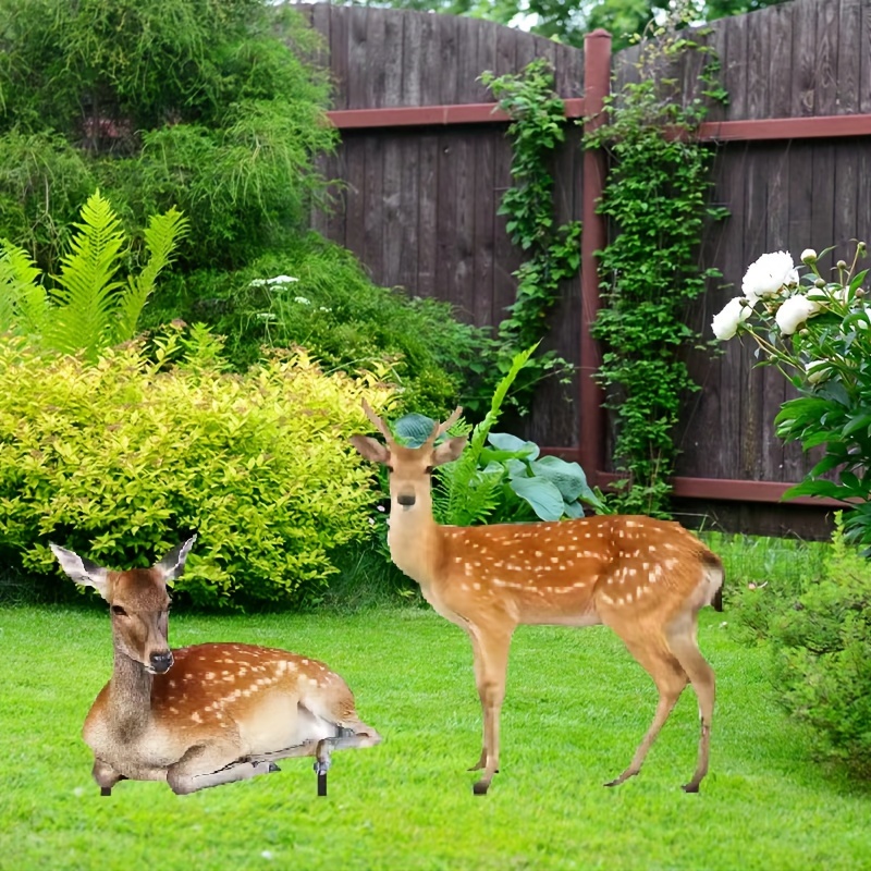 

2pcs Garden Deer Stakes Decor, 2d Pvc Mom & Dad Deer Yard Art, Outdoor Lawn Ornaments, Home Landscape Decorations, Patio Scene Accessories