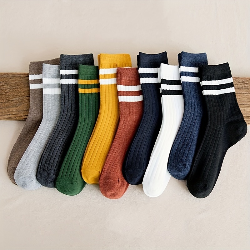 

10/20pairs Men's Mid Tube Spring And Autumn Style Long Tube Sweat Absorbing And Odor Proof Sports Socks, Trendy Socks For Men