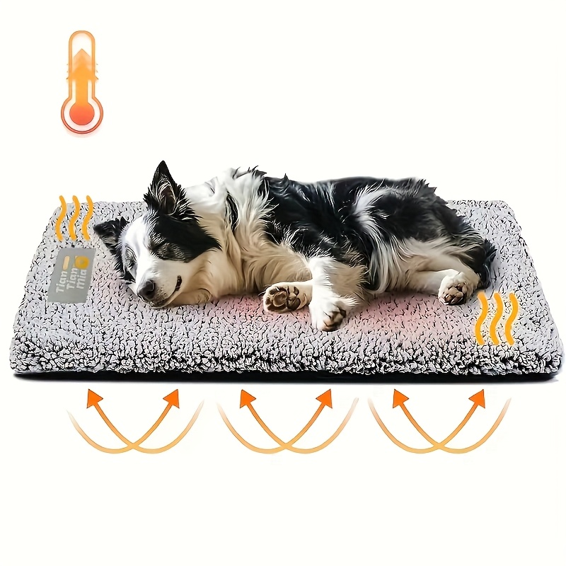 Image of Super Soft Self Warming Bed, Thermal Dog Crate Bed Mat For Sleeping, Washable Anti-slip Pet Kennel Pad For Small Medium And Dogs Puppy Kitten Indoor Outdoor
