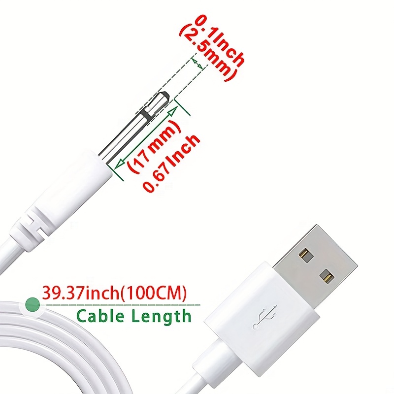 2 Pack 3.3ft DC Jack to USB Charging Cable Adapter