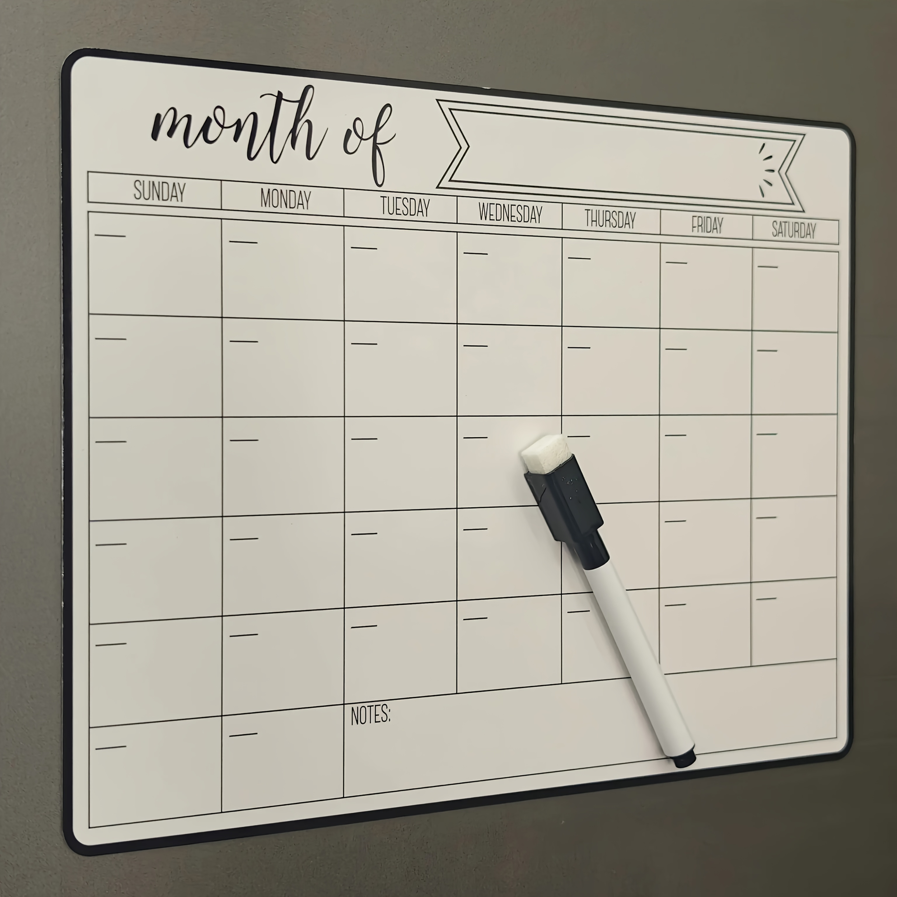 E-shop 1 Set, bestehend aus magnetischem Kühlschrank-Kalender und 1 magnetischem Tafelstift, für Kühlschränke, abwischbarer Kalender mit wöchentlichen