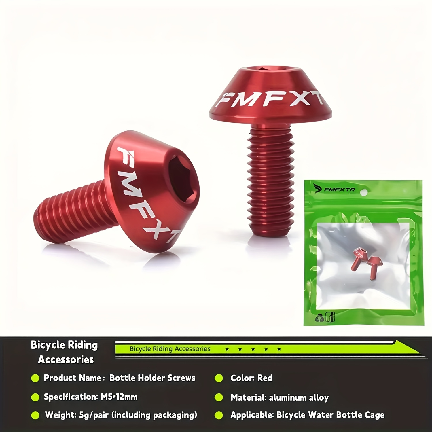 Image of Water Bottle Cage Screws Aluminum Alloy Material, Suitable For Mountain Bike/road Bike Aluminum Alloy M5*12 Screws Bicycle Color Screws