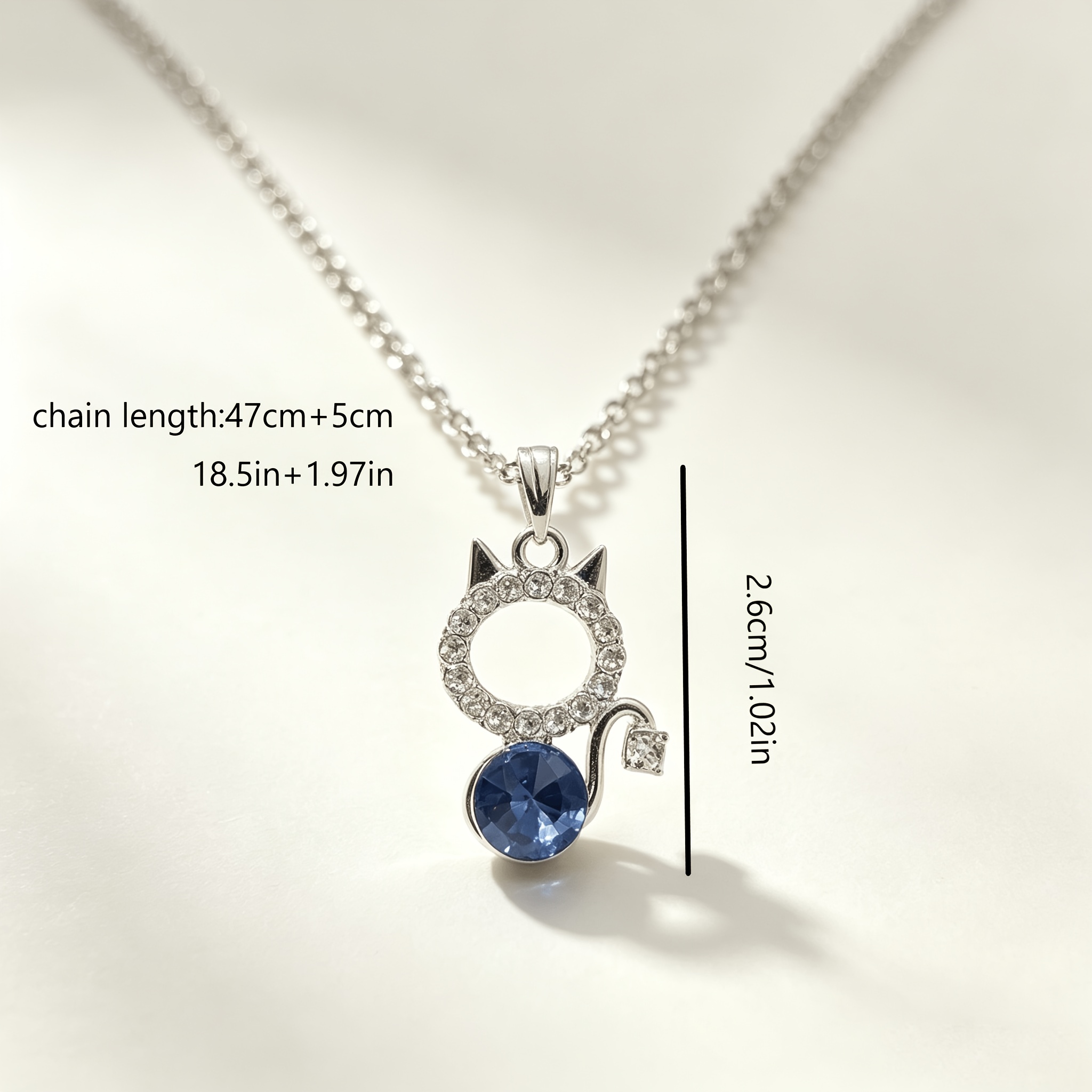Women's Sparkling Cat Gemstone Round Pendant Necklace, Unique Design
