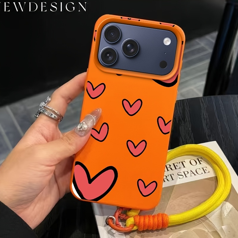 TEMU para Teléfono - Love Peach y Fresca, Diseño con Cordón, Regalo Moderno para Iphone 11-17 Todas las Series Universal