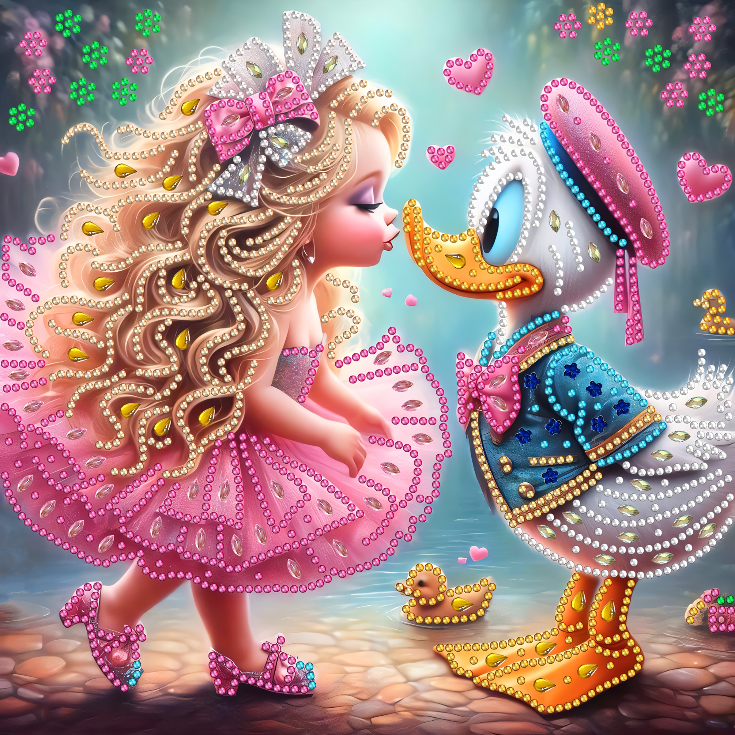 

1pc Cartoon Princess & Duck 5d Diy Diamond Painting Kit, Special Shaped Sparkling Diamond Art Mosaic Craft, Handmade, Canvas, Irregular Diamonds, With Gift For Wall Decor (11.8in X 11.8in)