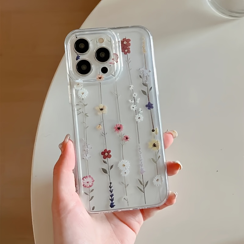 5pcs Set: 1 Transparent Phone Case with Colorful Flower Design + 1 Charger Protector + 2 Cable Protectors + 1 White Soft Silicone Cable Ties Suitable for iPhone 16/16 Pro/16 Pro Max/16 Plus/11/11 Pro/11 Pro Max/12/12 Pro/12 Pro Max/12 Mini/13/13 Pro/13 Pro Max/13 Mini/14/14 Pro/14 Plus/14 Pro Max/15/15 Pro/15 Pro Max Protective