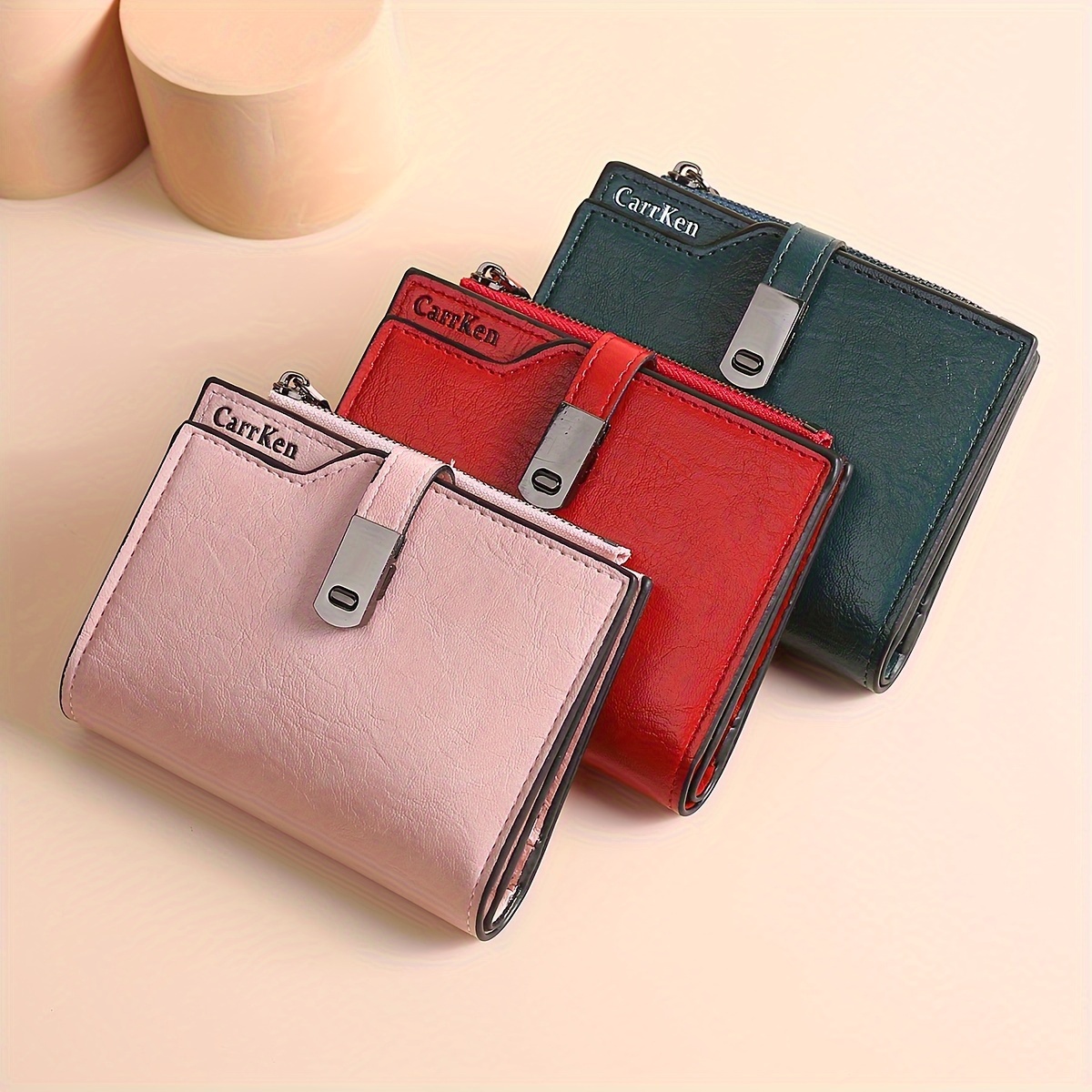 

Fashion Simple Style Large Capacity Short Wallet, Casual Tri-fold Multi-card Slot Holder, Zipper & Snap Closure Coin Purse, Perfect Gift