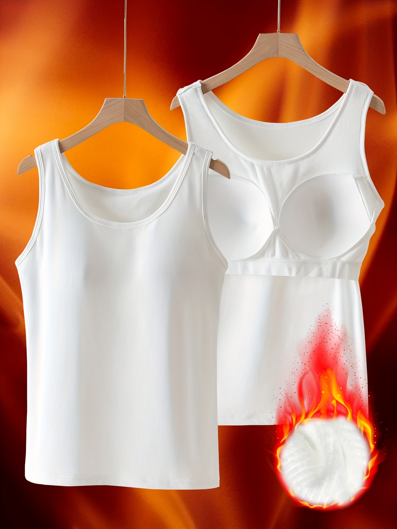 Women's Ribbed Tank Top with Built-in Bra Pads & 2-in-1 Vest Design - No Underwear Needed, Striped Pattern, Hand Wash Only for Workouts & Casual Wear, Casual, Clothing, Modern, Durable Fabric, Comfortable Fit, Clothing, Stylish, Soft Material, Women