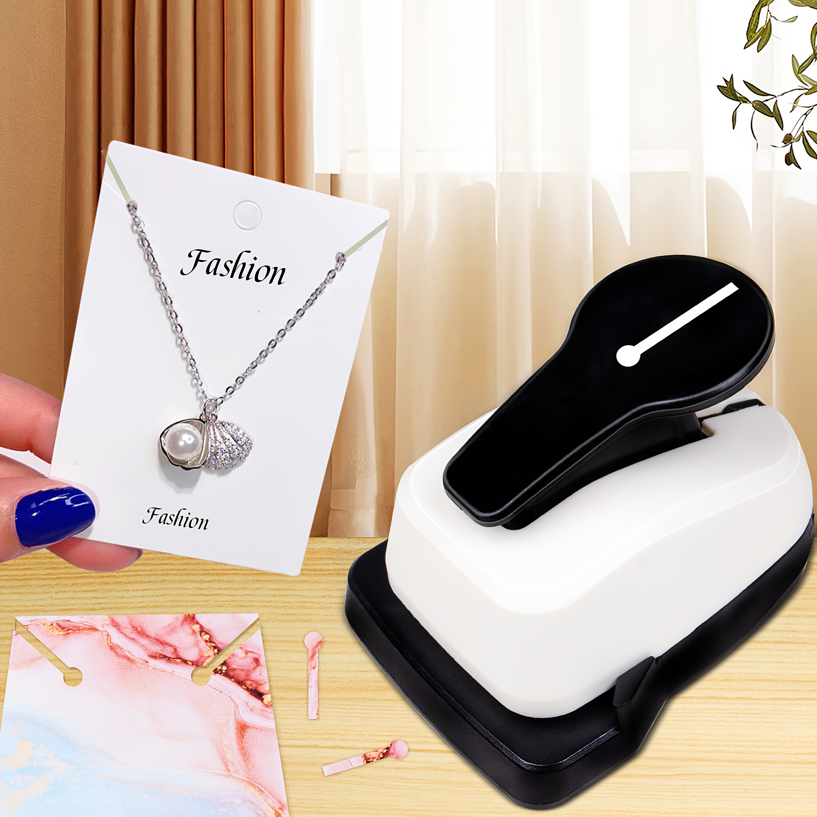 TEMU Outil de perforation et découpeuse de cartes d'affichage à rabat adaptée pour boucles d'oreilles à suspendre, étiquettes de collier, cartes de