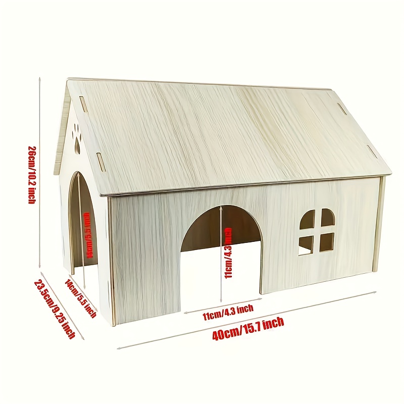 Image of Wooden Guinea Pig And Small Pet Hideouts, Dragon Cat Wooden Condo, Wooden Cottage, Demon Squirrel House, Landscaping Accessories, Cage Accessories With Playhouse And Habitat, Hamster, Squirrel