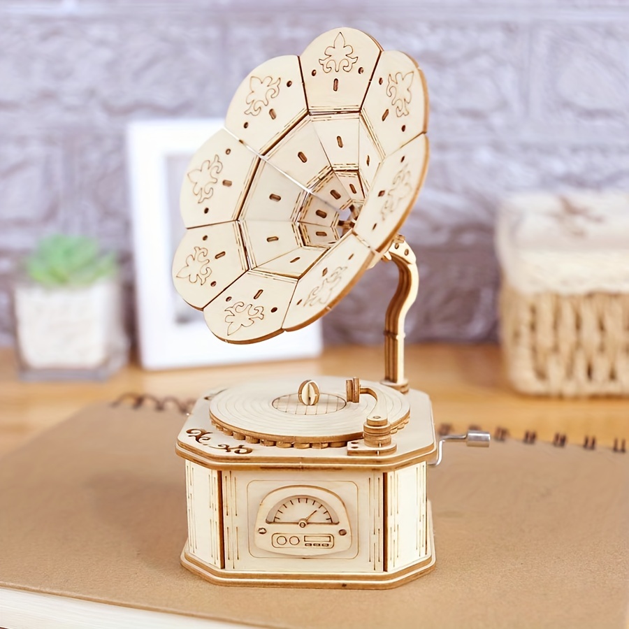 3d Wooden Puzzle Music Box Handmade Assembly Model Kit Crafts Holidays Birthdays Christmas Gifts