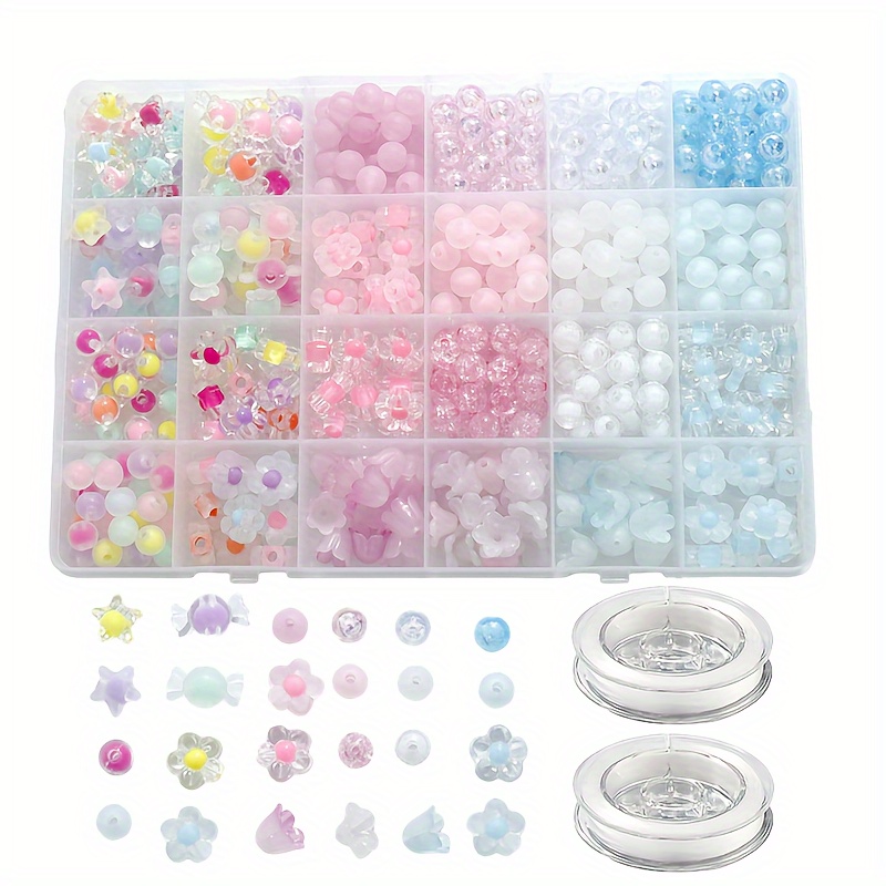 

Acrylic Bead Set For Jewelry Making, Mixed Colors Diy Accessories For Bracelets, Necklaces, Rings