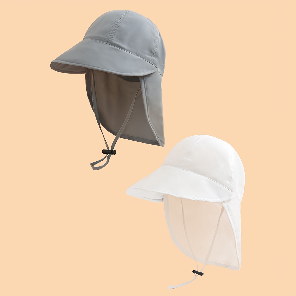 2pcs Bucket Hats, Neck Flap Sun Hats, Adjustable Breathable Quick-dry Summer Beach Hats For Boys And Girls