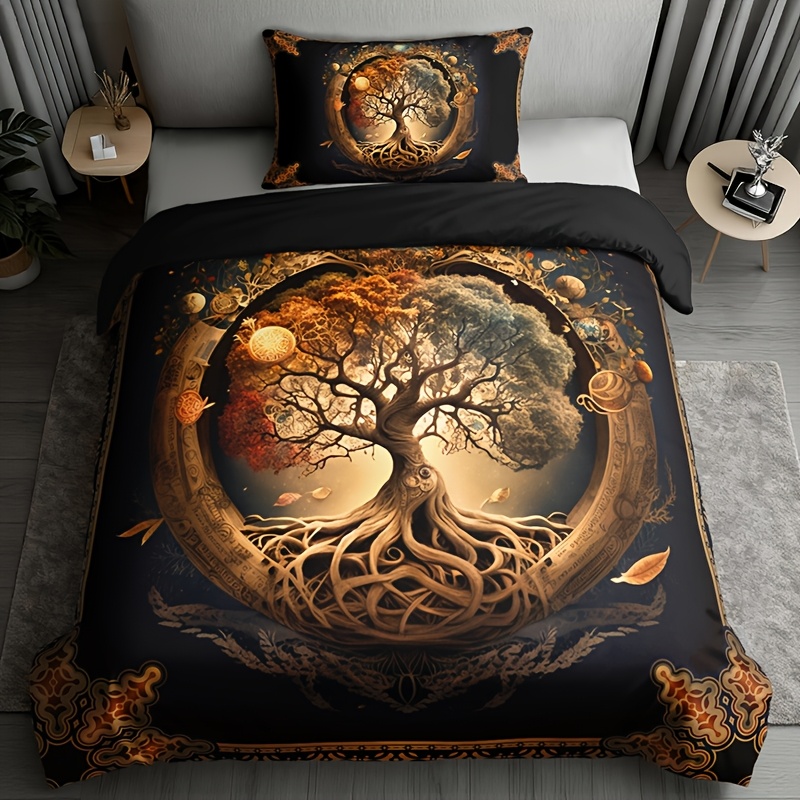 2/3pcs Tree Of Life Duvet Cover Set, 1 Duvet Cover + 1/2 Pillowcases (pillow Inserts Not Included), High-definition Print For , Home And Dorm Use