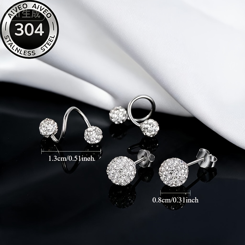 2-Pair High-Quality Hypoallergenic Stainless Steel Stackable Stud Earrings