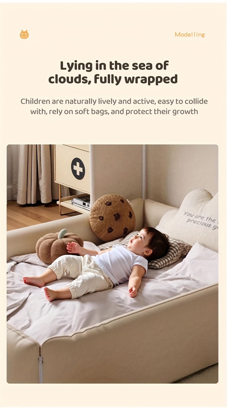 Convertible Baby Crib With Safety Enclosure & Guardrails - Multifunctional, Playpen Crib, Tree-Shaped Fabric Tent Mattress, Montessori Playhouse. Practical Bedroom Furniture, Suitable For Boys, Girls And Teens No Mattress Required