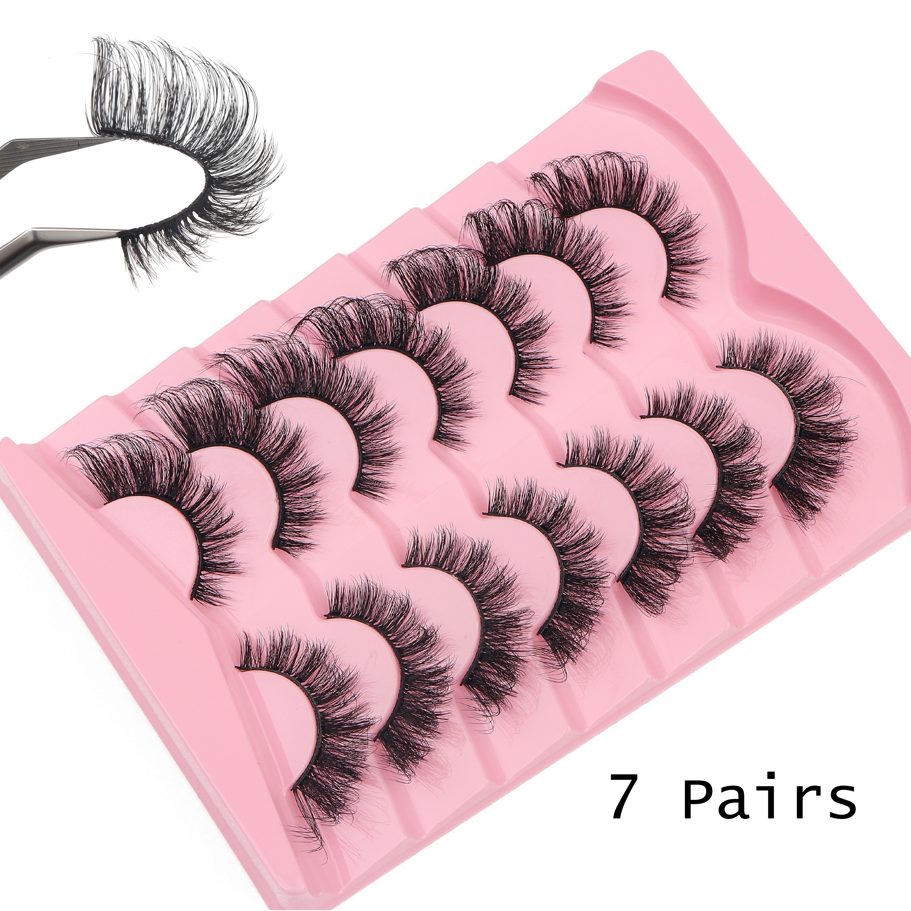Image of 7pcs 3d Cat Eye Mink Eyelashes - Ultra & , Dd , 7-15mm Length, Reusable, Beginner-friendly, Dramatic Eye Enlarging Look