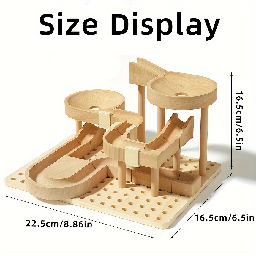 儿童轨道滚珠积木玩具，木质拼装弹珠管道滑道玩具，动手能力&逻辑思维训练，益智玩具，生日万圣节礼物给男孩女孩 详情 10