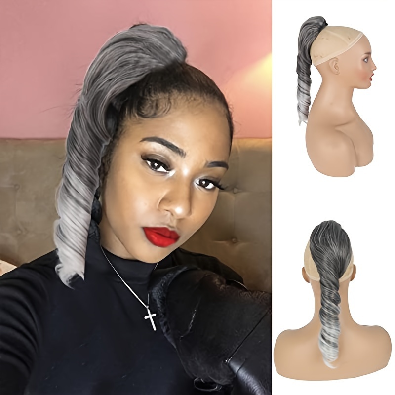 blonde curly wave clip on ponytail hair extensions for synthetic drawstring ponytail with secure clips elegant volume length for versatile hairstyles ponytail extension easy hair enhancement   ponytail secure clip attachment details 4