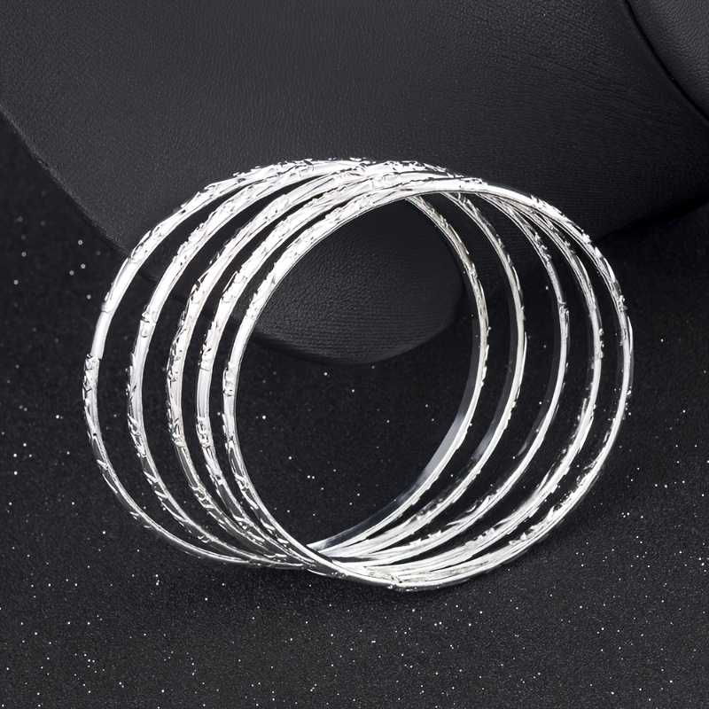 5pcs Unisex Stainless Steel Bangle Set, Fashionable Gift