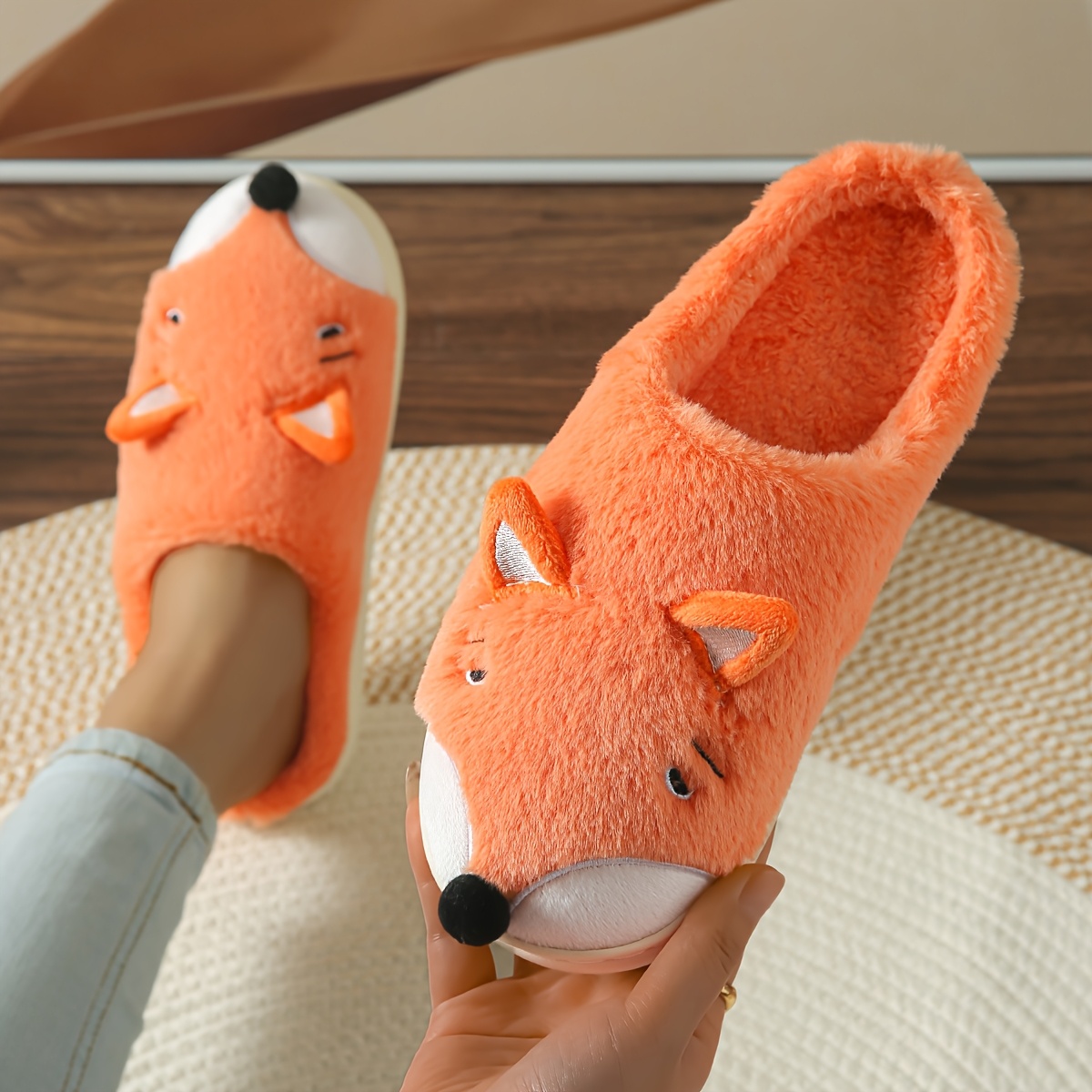 

Chaussons Mignons de Renard Kawaii Cartoon, Confortables et Antidérapants pour , à Yeux Obliques