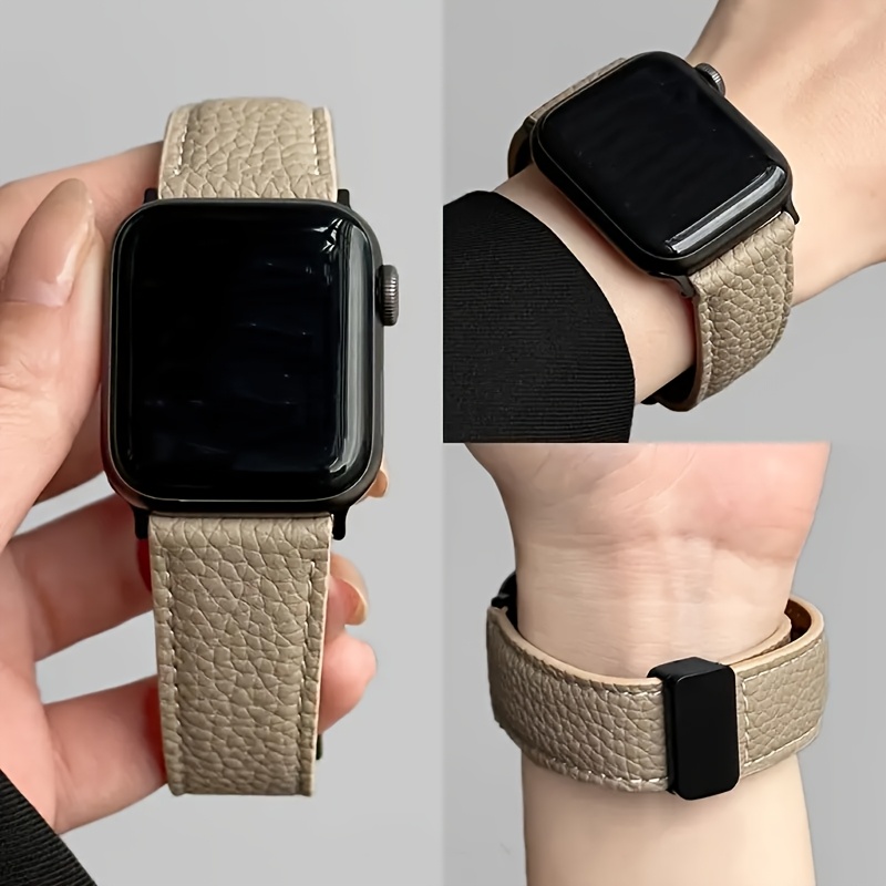 Image of 1pc Pattern Patent Watch Strap With Magnetic Folding , Water-resistant, Iron Clasp - Compatible With Watch Se/s123456789, Textured Woven Design For Grip And Style, Watch Accessories