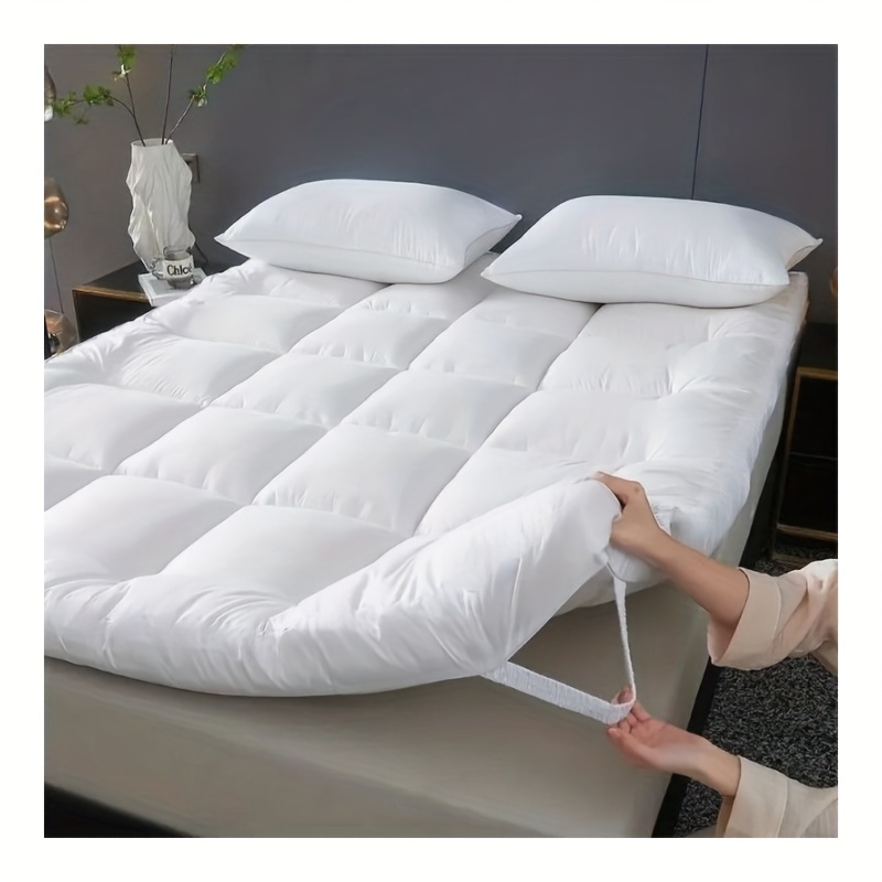 Super Soft 4Inch/ 10 Cm Deep Fill Mattress Topper Luxury Quilted Bed Pad With Elastic Corners Breathable, Durable, Machine Washable, Ideal For Single, Double, King Super King Beds For All Season Comfort
