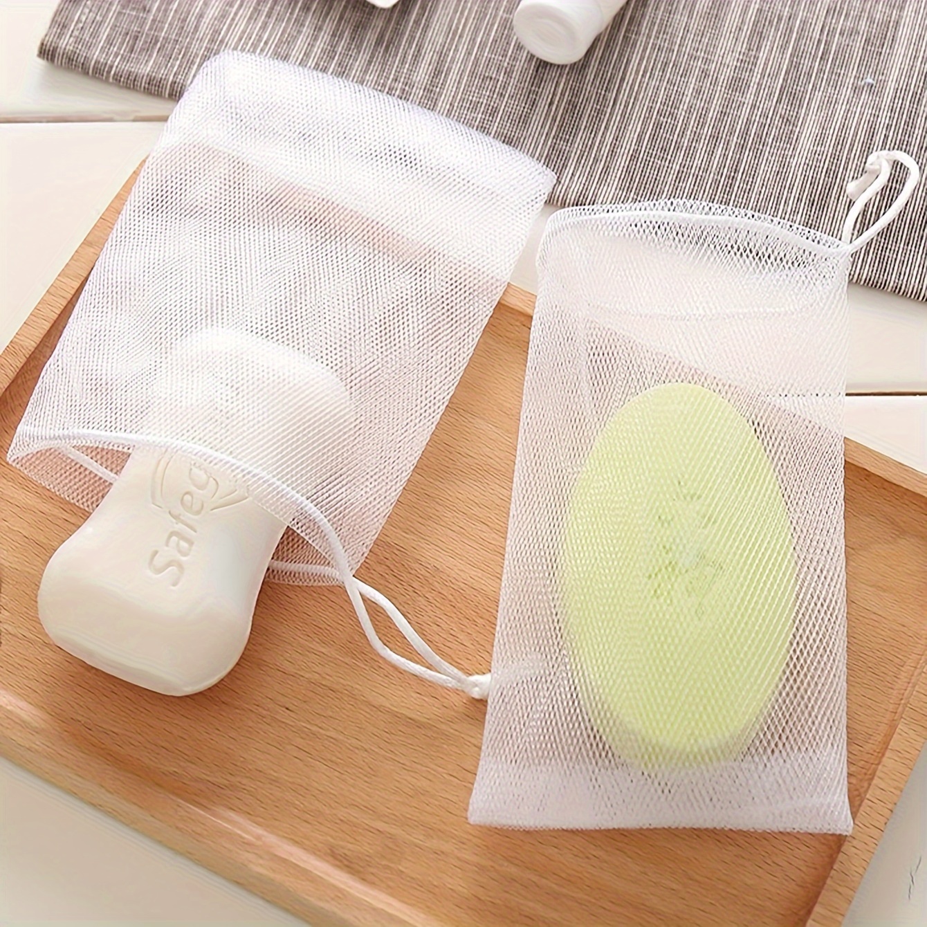 

20pcs Exfoliating , Unscented Double- Foam Net , Foaming Drawstring