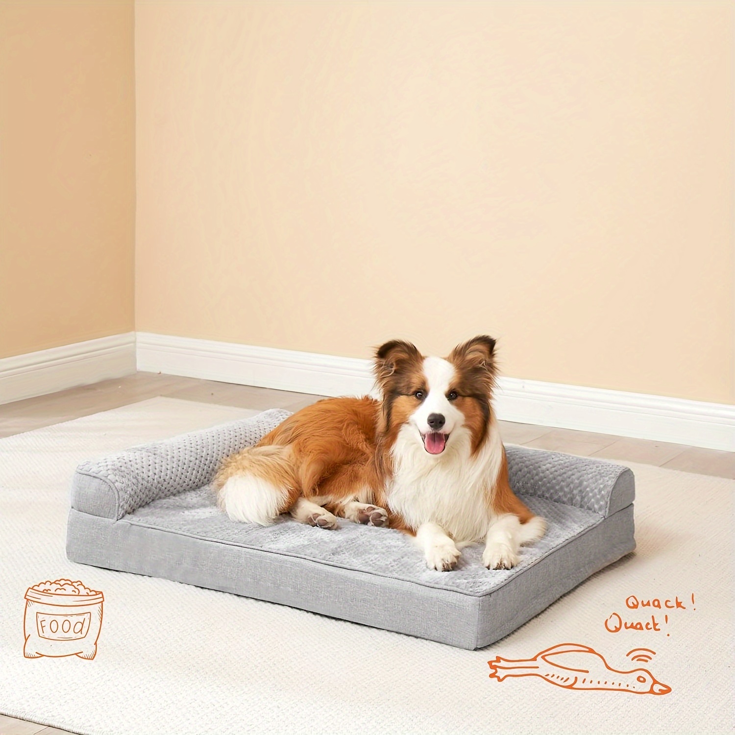orthopedic dog bed for   plush gray polyester pet bed with ergonomic support durable rectangular design for medium large small extra small breeds pet winter bed plush pet sofa ergonomic pet sofa Product details 5