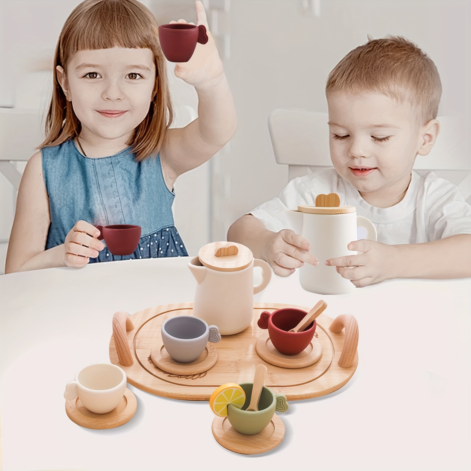 

A Set Of Tea , Teapots, And , Wooden Tea , -playing For Parent- , , Christmas, , And