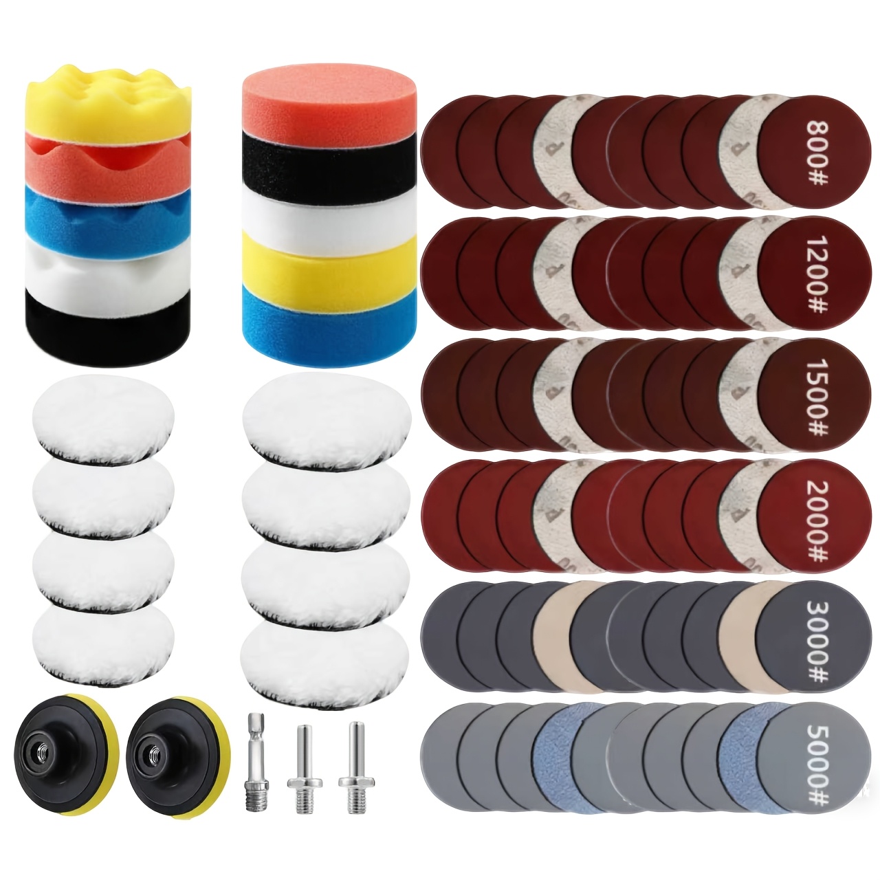 TEMU 75mm Polishing Sponge Pad, 53/83pcs Polishing Kit For Car, Screwdriver Polishing Additions For Polishing Machine, Grinding, Waxing