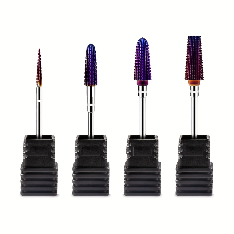 Image of 1 Or 4pcs Carbide Nail Drill Bits Set, Nail Cleaning And Trimming Tools, Professional Manicure Nail Art Additions, Medium And Fine Grit, 3/32" Shank, Unscented